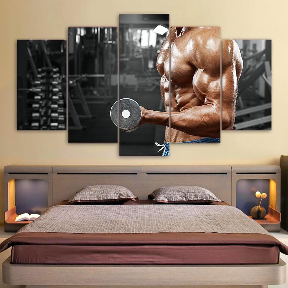 Gym Fitness Dumbbells - Bodybuilding 5 Panel Canvas Art Wall Decor Gym Fitness Dumbbells - Bodybuilding 5 Panel Canvas Art Wall Decor