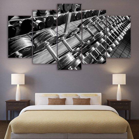 Gym Motivation Large - Sport 5 Panel Canvas Art Wall Decor Gym Motivation Large - Sport 5 Panel Canvas Art Wall Decor