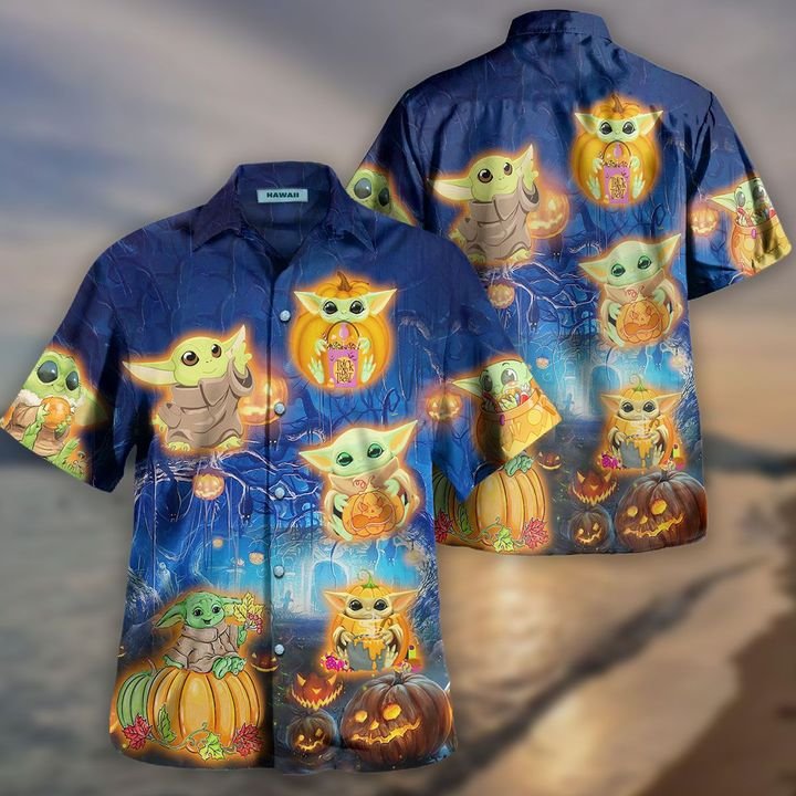 Halloween Baby Yoda Pumpkin Hawaiian Shirt Halloween Baby Yoda Pumpkin Hawaiian Shirt