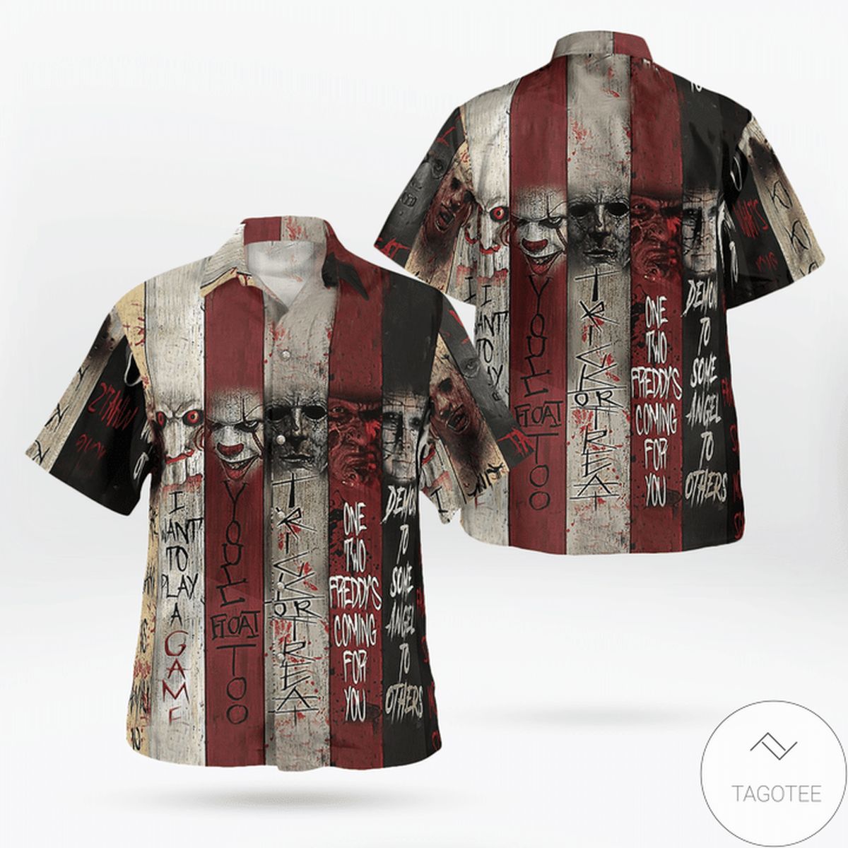 Halloween Horror Movie Characters Hawaiian Shirt- Tagotee Halloween Horror Movie Characters Hawaiian Shirt- Tagotee
