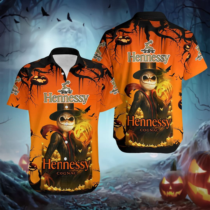 Halloween Jack Skellington Hennessy Logo Hawaiian Shirt Halloween Jack Skellington Hennessy Logo Hawaiian Shirt
