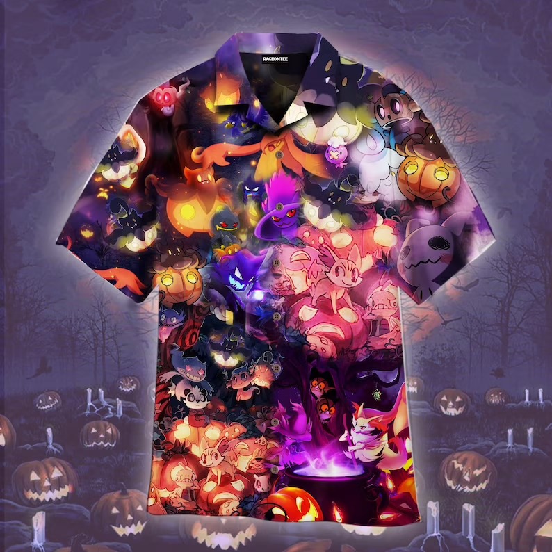 Halloween Night With Pokemon Hawaiian Shirt Halloween Night With Pokemon Hawaiian Shirt