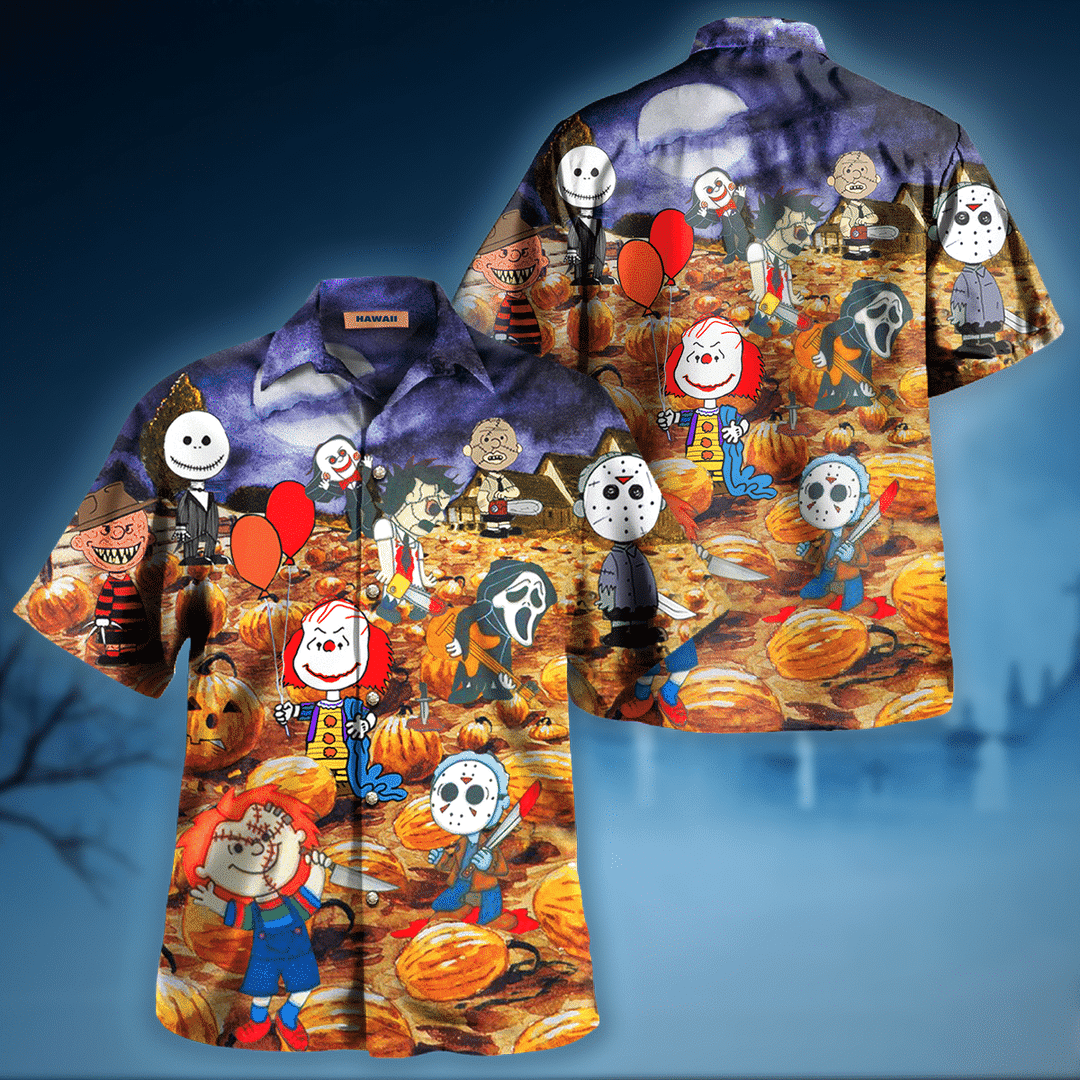 Halloween Pumpkin Chibi Horror Hawaiian Shirt Halloween Pumpkin Chibi Horror Hawaiian Shirt