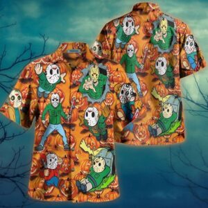 Halloween Pumpkin Jason Voorhees Hawaiian Shirt