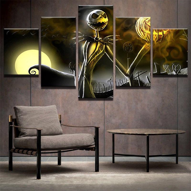 Hallowmas Jack Skellington - Cartoon 5 Panel Canvas Art Wall Decor Hallowmas Jack Skellington - Cartoon 5 Panel Canvas Art Wall Decor