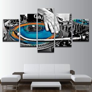 Hand Plate Dj Music Console Instrument Fabric - Music 5 Panel Canvas Art Wall Decor