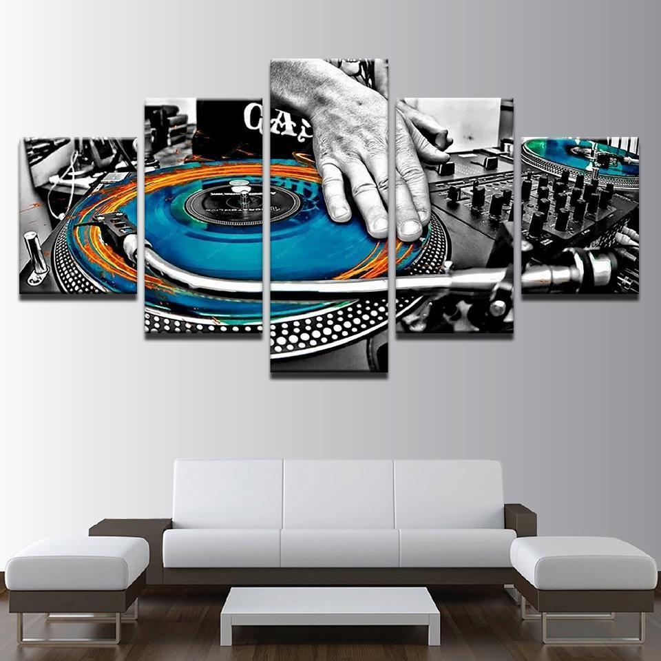Hand Plate Dj Music Console Instrument Fabric - Music 5 Panel Canvas Art Wall Decor Hand Plate Dj Music Console Instrument Fabric - Music 5 Panel Canvas Art Wall Decor