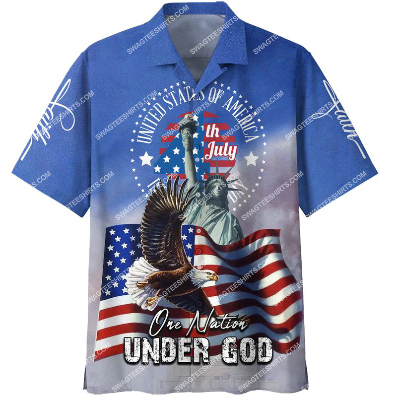 Happy Independence Day One Nation Under God All Over Printed Hawaiian Shirt Happy Independence Day One Nation Under God All Over Printed Hawaiian Shirt
