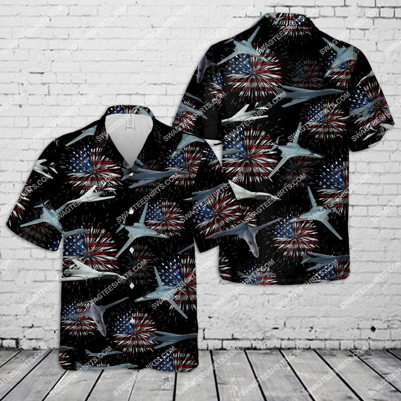 Happy Independence Day Us Air Force Rockwell B-1 Lancer Hawaiian Shirt Happy Independence Day Us Air Force Rockwell B-1 Lancer Hawaiian Shirt