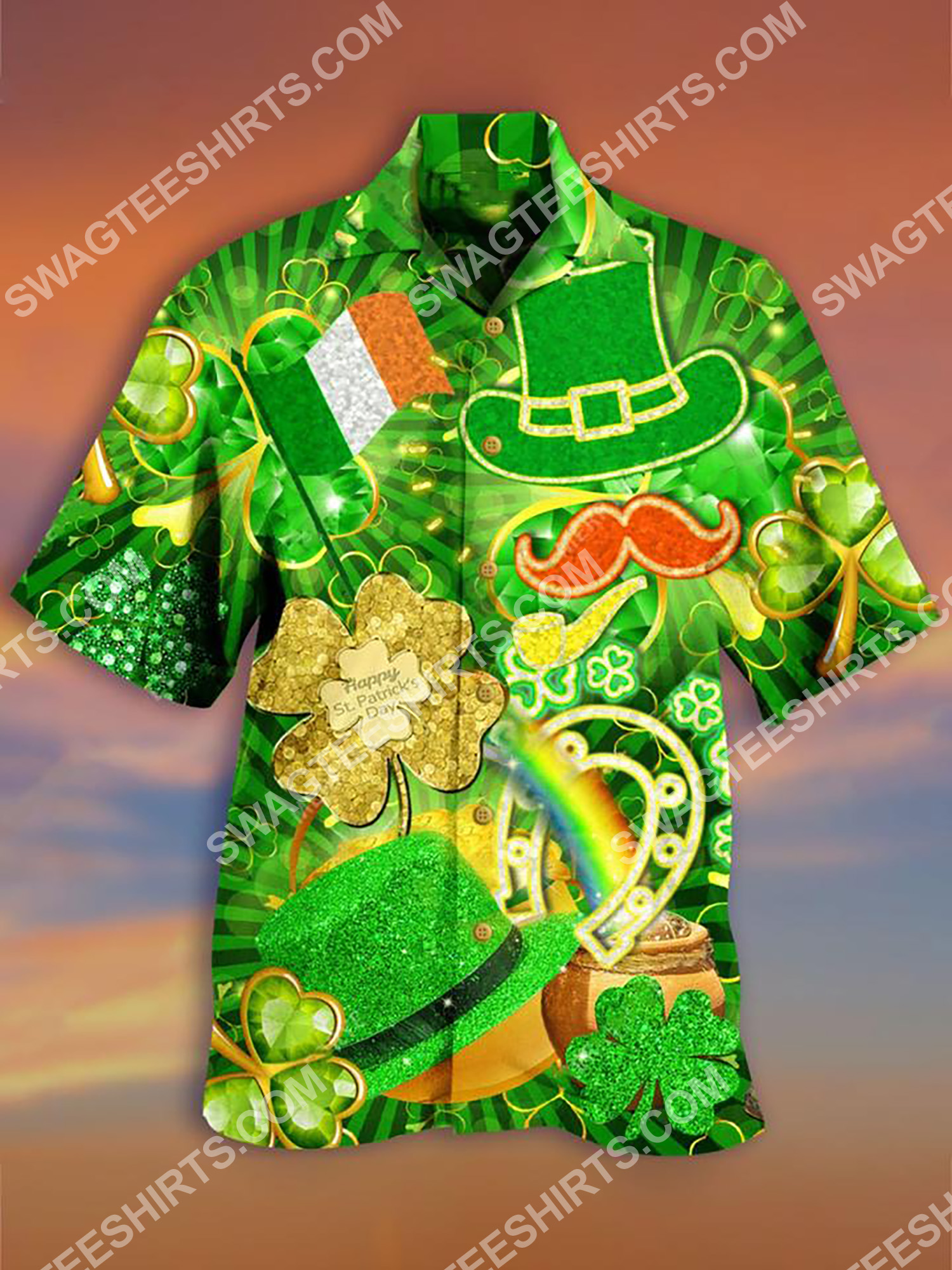 Happy Saint Patrick’S Day Golden All Over Printing Hawaiian Shirt Happy Saint Patrick’S Day Golden All Over Printing Hawaiian Shirt