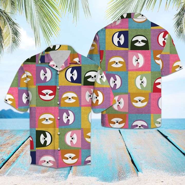 Happy Sloth Hawaiian Shirt Summer Button Up Happy Sloth Hawaiian Shirt Summer Button Up