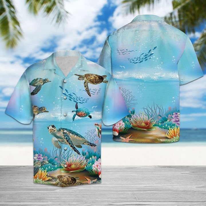 Happy Turtle Hawaiian Shirt Summer Button Up Happy Turtle Hawaiian Shirt Summer Button Up
