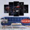 Harley Davidson Classic Motorcycle Classic Bike - Automative 5 Panel Canvas Art Wall Decor