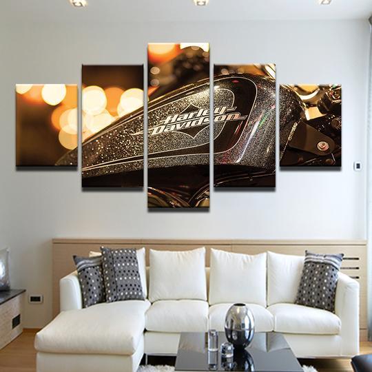 Harley Davidson Metal Flake Gas Tank - Automative 5 Panel Canvas Art Wall Decor Harley Davidson Metal Flake Gas Tank - Automative 5 Panel Canvas Art Wall Decor