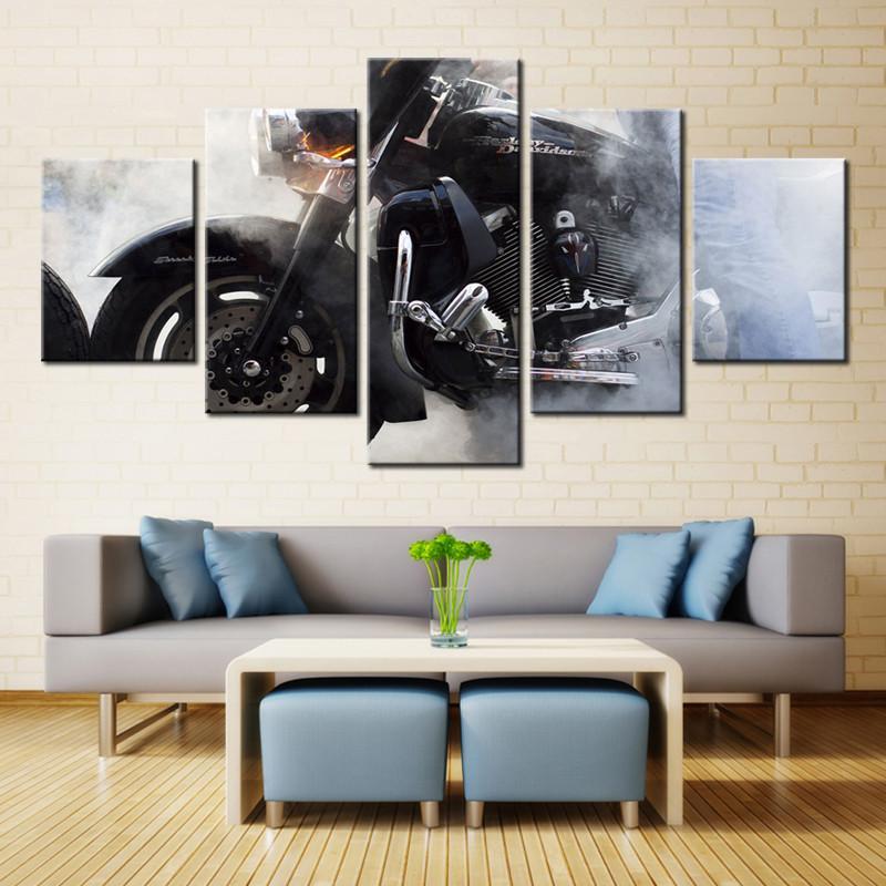 Harley Davidson Motorcycle Smoke - Sport 5 Panel Canvas Art Wall Decor Harley Davidson Motorcycle Smoke - Sport 5 Panel Canvas Art Wall Decor