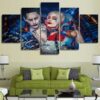 Harley Quinn & Joker Inspired 5 Panel Canvas Art Wall Decor