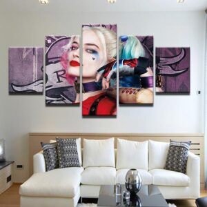 Harley Quinn Margot Robbie Batman - Dc 5 Panel Canvas Art Wall Decor
