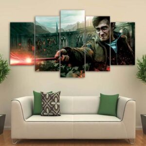 Harry Potter Battle Of Hogwarts - Movie 5 Panel Canvas Art Wall Decor