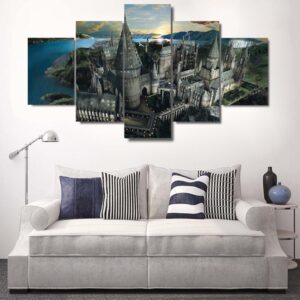 Harry Potter Hogwarts Sunset - Movie 5 Panel Canvas Art Wall Decor