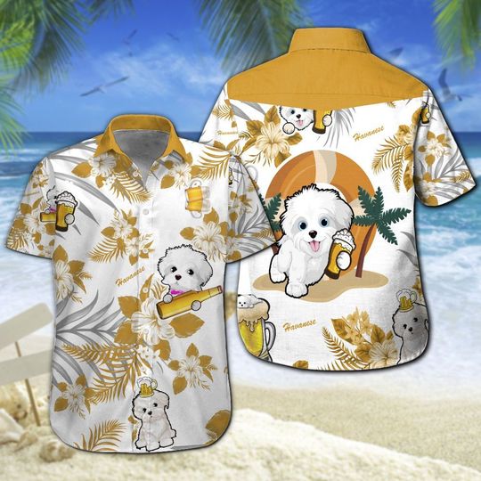 Havanese Beer Hawaiian Shirt Summer Button Up Havanese Beer Hawaiian Shirt Summer Button Up