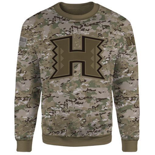 Hawaii Rainbow Warriors 3D Camo Veteran Hoodie Hawaii Rainbow Warriors 3D Camo Veteran Hoodie