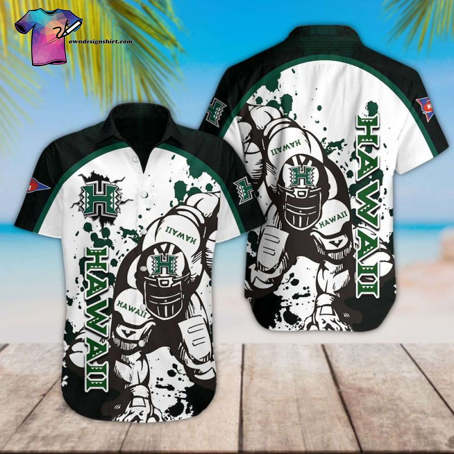 Hawaii Rainbow Warriors Football Player Hawaiian Shirt Hawaii Rainbow Warriors Football Player Hawaiian Shirt