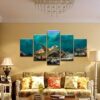 Hawksbeak Sea Turtle On Coral Reef - Animal 5 Panel Canvas Art Wall Decor