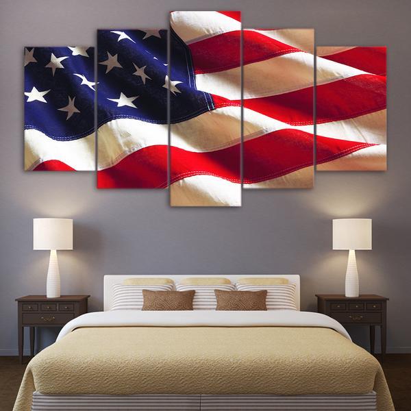 Hd Printed American Flag Usa - Abstract 5 Panel Canvas Art Wall Decor Hd Printed American Flag Usa - Abstract 5 Panel Canvas Art Wall Decor