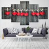 Heart Shape And Letters I Love You - Abstract 5 Panel Canvas Art Wall Decor