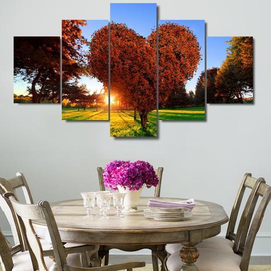 Heart Shaped Tree - Abstract 5 Panel Canvas Art Wall Decor Heart Shaped Tree - Abstract 5 Panel Canvas Art Wall Decor