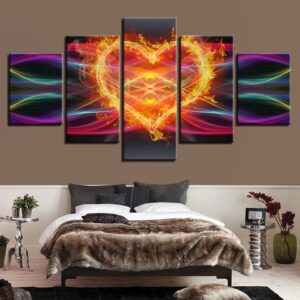 Heart Shaped - Abstract 5 Panel Canvas Art Wall Decor