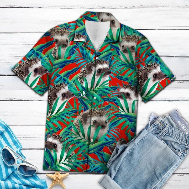 Hedgehogs Floral Pattern Hawaiian Shirt Summer Button Up Hedgehogs Floral Pattern Hawaiian Shirt Summer Button Up