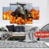 Helicopter - Airplane 5 Panel Canvas Art Wall Decor