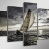Helmsdale Sailboat - Nature 5 Panel Canvas Art Wall Decor
