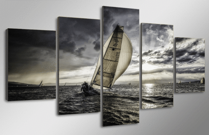Helmsdale Sailboat - Nature 5 Panel Canvas Art Wall Decor Helmsdale Sailboat - Nature 5 Panel Canvas Art Wall Decor