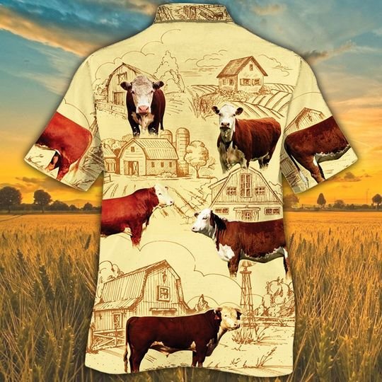 Hereford Cattle Farm Hawaiian Shirt Hereford Cattle Farm Hawaiian Shirt