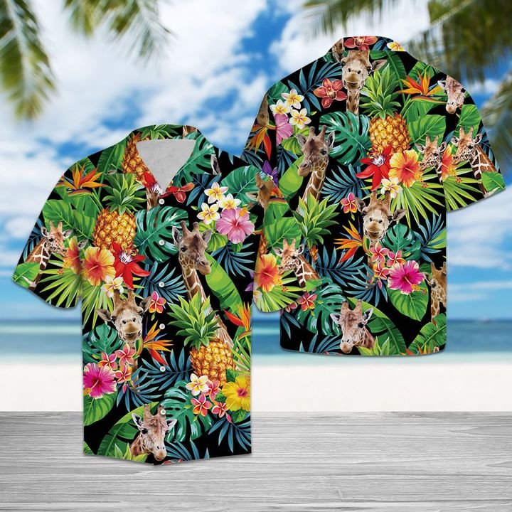 Hiding Giraffe Hawaiian Shirt Summer Button Up Hiding Giraffe Hawaiian Shirt Summer Button Up