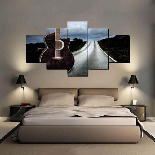 Highway Guitar Music - Music 5 Panel Canvas Art Wall Decor Highway Guitar Music - Music 5 Panel Canvas Art Wall Decor