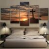 Hill Cross - Religion 5 Panel Canvas Art Wall Decor