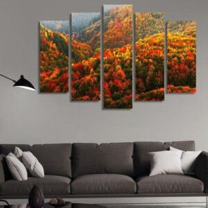 Hill Of Trees In Succession - Nature 5 Panel Canvas Art Wall Decor