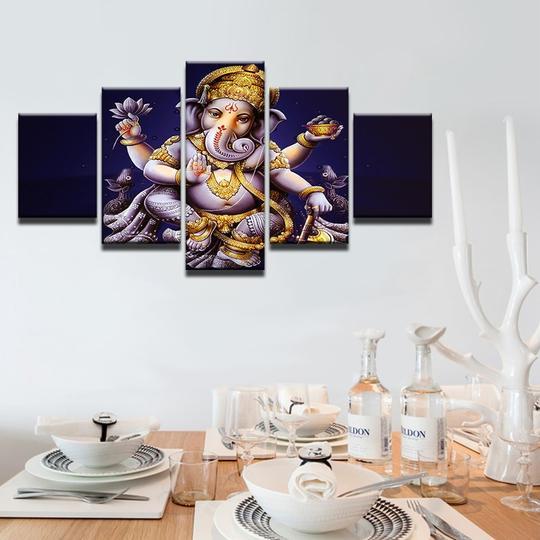 Hindu Ganesha 13 - Religion 5 Panel Canvas Art Wall Decor Hindu Ganesha 13 - Religion 5 Panel Canvas Art Wall Decor