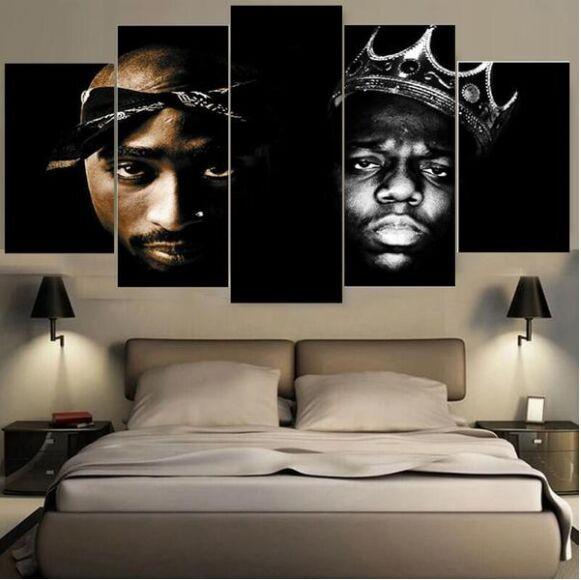 Hiphop Music Tupac And Biggie - Sport 5 Panel Canvas Art Wall Decor Hiphop Music Tupac And Biggie - Sport 5 Panel Canvas Art Wall Decor