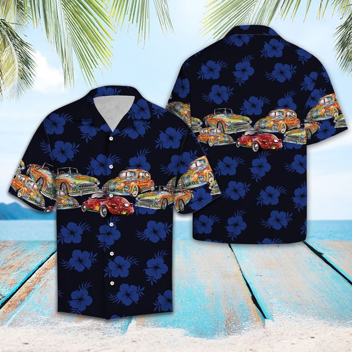 Hippie Car Hawaiian Shirt Summer Button Up Hippie Car Hawaiian Shirt Summer Button Up