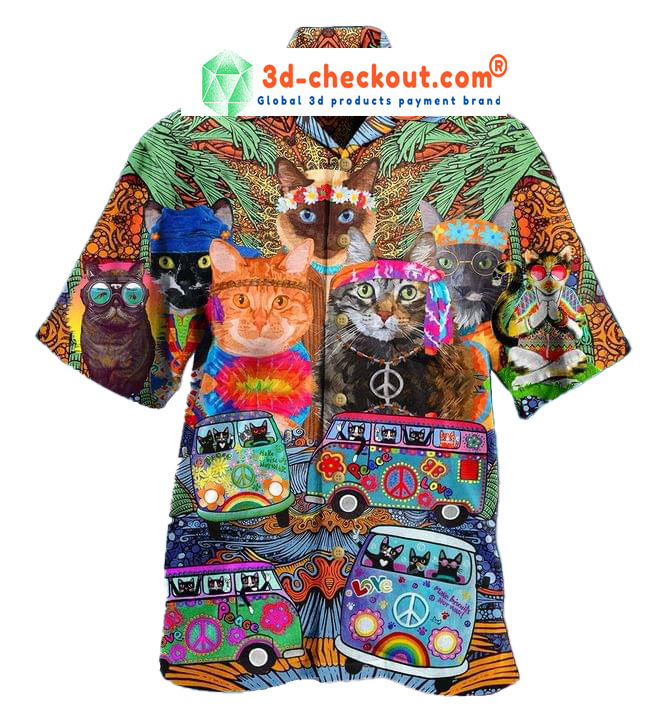 Hippie Cat Hawaiian Shirt Hippie Cat Hawaiian Shirt