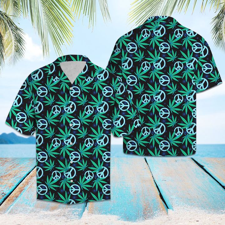 Hippie Leaves Hawaiian Shirt Summer Button Up Hippie Leaves Hawaiian Shirt Summer Button Up