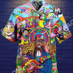 Hippie Music Vintage All Over Printed Hawaiian Shirt