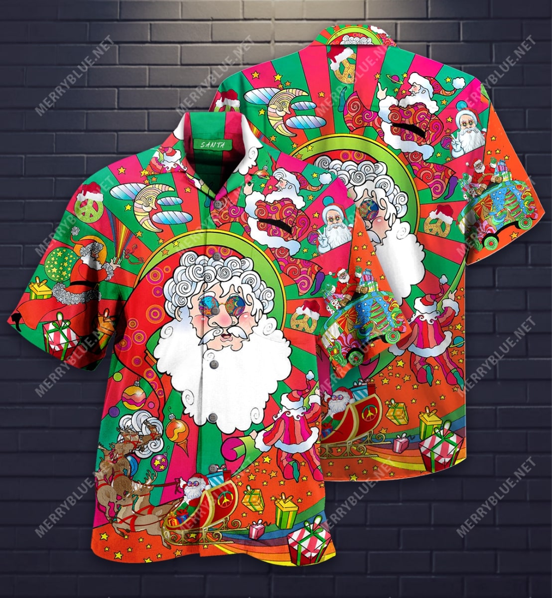 Hippie Santa All Over Printed Hawaiian Shirt Hippie Santa All Over Printed Hawaiian Shirt