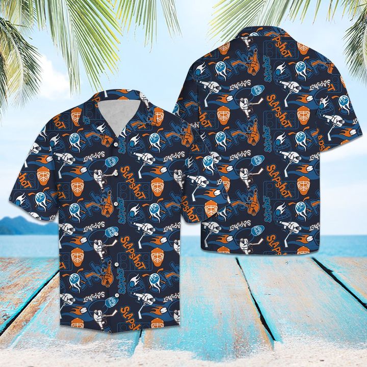 Hockey Slapshot Hawaiian Shirt Summer Button Up Hockey Slapshot Hawaiian Shirt Summer Button Up