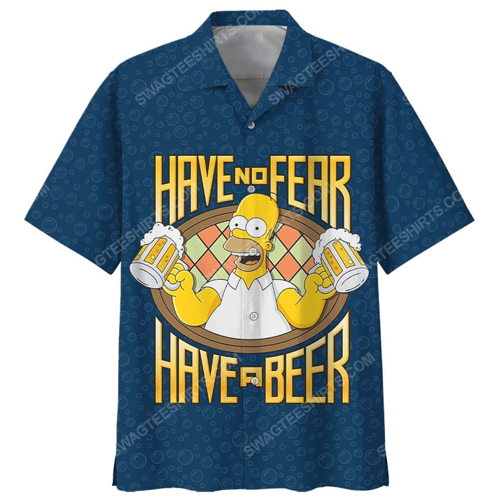 Homer Simpson With Beer Summer Vacation Hawaiian Shirt Homer Simpson With Beer Summer Vacation Hawaiian Shirt