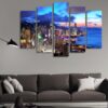 Hong Kong At Sunset - Nature 5 Panel Canvas Art Wall Decor